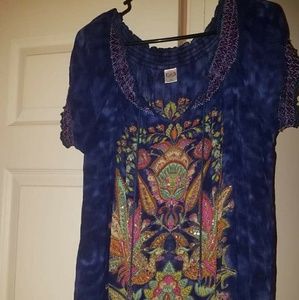 Embellished sheer long blouse